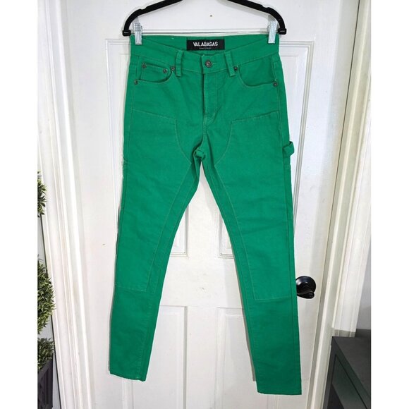 Valabasas Green‎ Slim Fit Cotton/Spandex Mens Trousers Size 30 With Button Fly & - Picture 3 of 13